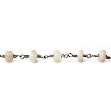 5.5mm Pink Peruvian Opal Plain Rondelle Black Gold plated Chain by the foot (ONLINE ORDER ONLY)