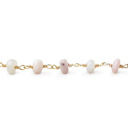 5.5mm Pink Peruvian Opal Plain Rondelle Gold plated Chain by the foot (ONLINE ORDER ONLY)