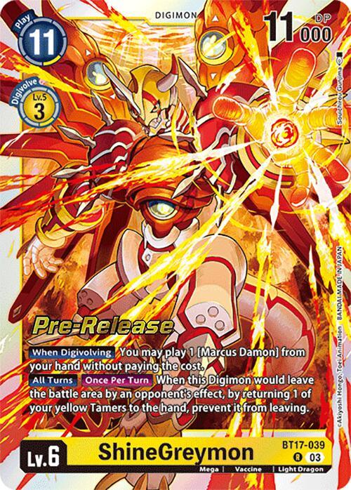 ShineGreymon [BT17-039] [Secret Crisis Pre-Release Cards] (ONLINE ORDER ONLY)