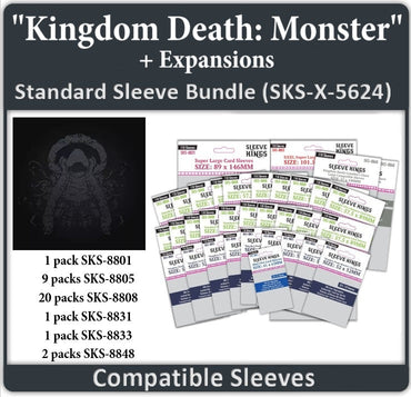 "Kingdom Death Monster" + Expansions Compatible Card Sleeve Bundle (8801 x 1, 8805 X 9 + 8808 X 20 +8831 X 1 + 8833 X 1, 8848 x 2) (ONLINE ORDER ONLY)