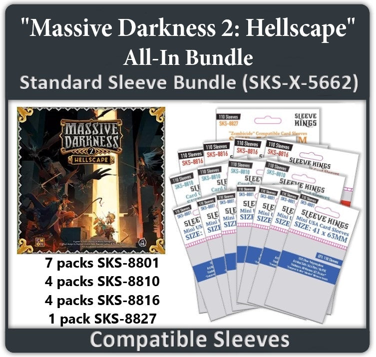 "Massive Darkness 2: Hellscape" All-In Compatible Sleeve Bundle (8801 X 7 + 8810 X 4 + 8816 X 4 + 8827 X 1) (ONLINE ORDER ONLY)
