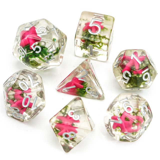 Pink Starfish Dice 7-Dice Set Resin Dungeons and Dragons Dice (Online Only)