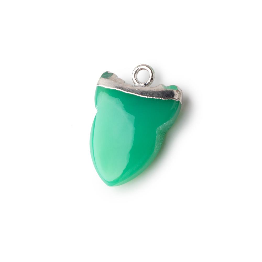 18x13mm Silver Leafed Green Onyx Shark Tooth Pendant 1 piece (ONLINE ORDER ONLY)