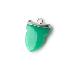 18x13mm Silver Leafed Green Onyx Shark Tooth Pendant 1 piece (ONLINE ORDER ONLY)