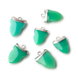 18x13mm Silver Leafed Green Onyx Shark Tooth Pendant 1 piece (ONLINE ORDER ONLY)