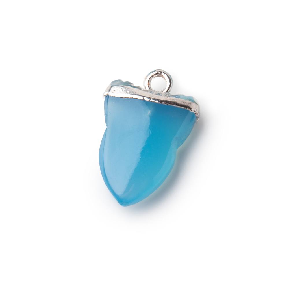 18x13mm Silver Leafed Royal Blue Chalcedony Shark Tooth Pendant 1 piece (ONLINE ORDER ONLY)
