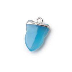 18x13mm Silver Leafed Royal Blue Chalcedony Shark Tooth Pendant 1 piece (ONLINE ORDER ONLY)
