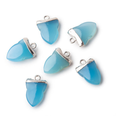 18x13mm Silver Leafed Royal Blue Chalcedony Shark Tooth Pendant 1 piece (ONLINE ORDER ONLY)