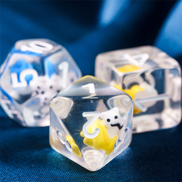 7-Color Snail Dice | Clear RPG 7-Dice Set w/ Colorful Snails Inside (Online Only)