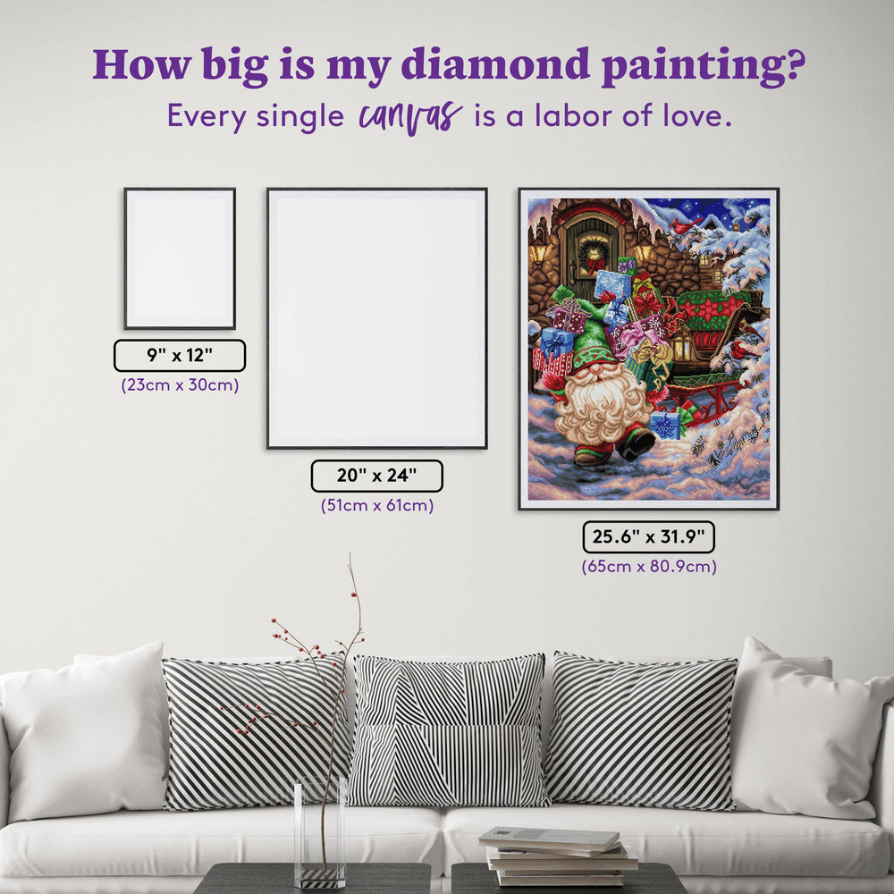 Diamond Art Club – Filling the Sleigh Christmas Elf Diamond Painting (Square Drill, 25.6" x 31.9") (ONLINE ORDER ONLY)