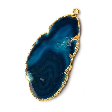 56x27mm Gold Leafed Aegean Blue Agate Focal Pendant 1 piece (ONLINE ORDER ONLY)