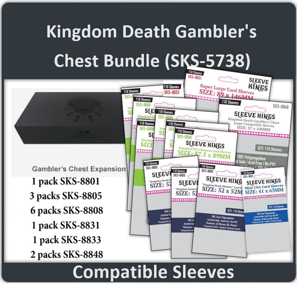 "Kingdom Death Gambler's Chest" Compatible Sleeve Bundle (8801 X 1, 8805 X 3, 8808 X 6, 8831 X 1, 8833 X 1, 8848 X 2) (ONLINE ORDER ONLY)