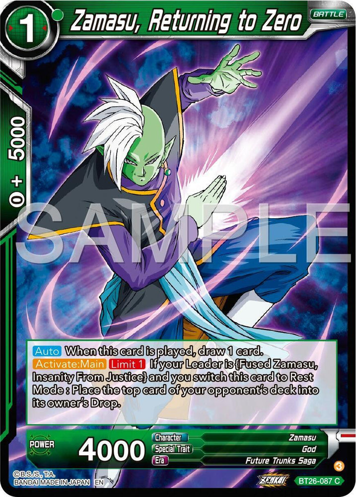 Zamasu, Returning to Zero (BT26-087) [Ultimate Advent] (ONLINE ORDER ONLY)
