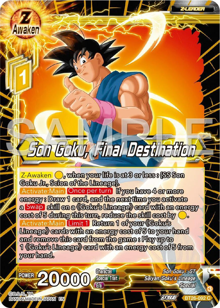 Son Goku, Final Destination (BT26-092) [Ultimate Advent] (ONLINE ORDER ONLY)