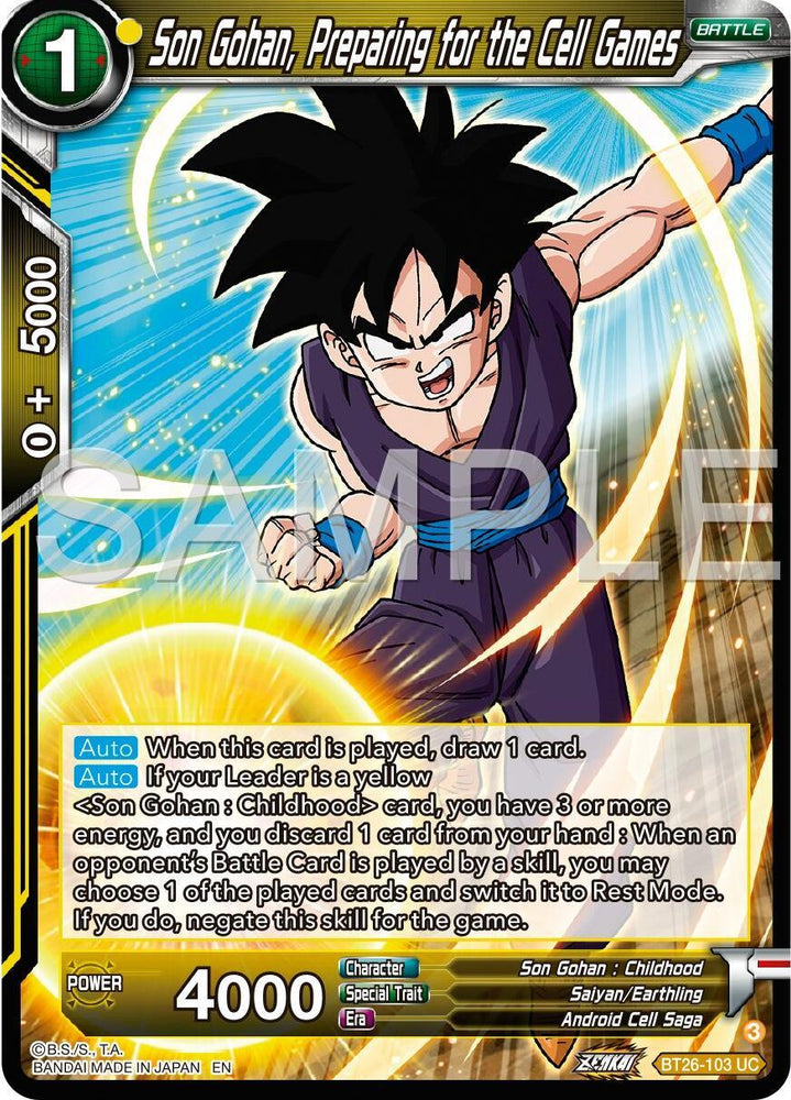 Son Gohan, Preparing for the Cell Games (BT26-103) [Ultimate Advent] (ONLINE ORDER ONLY)