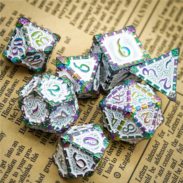 White Rainbow Metal Dice（Dagger of Venom）7-Dice Udixi RPG (Online Only)