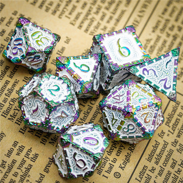 White Rainbow Metal Dice（Dagger of Venom）7-Dice Udixi RPG (Online Only)