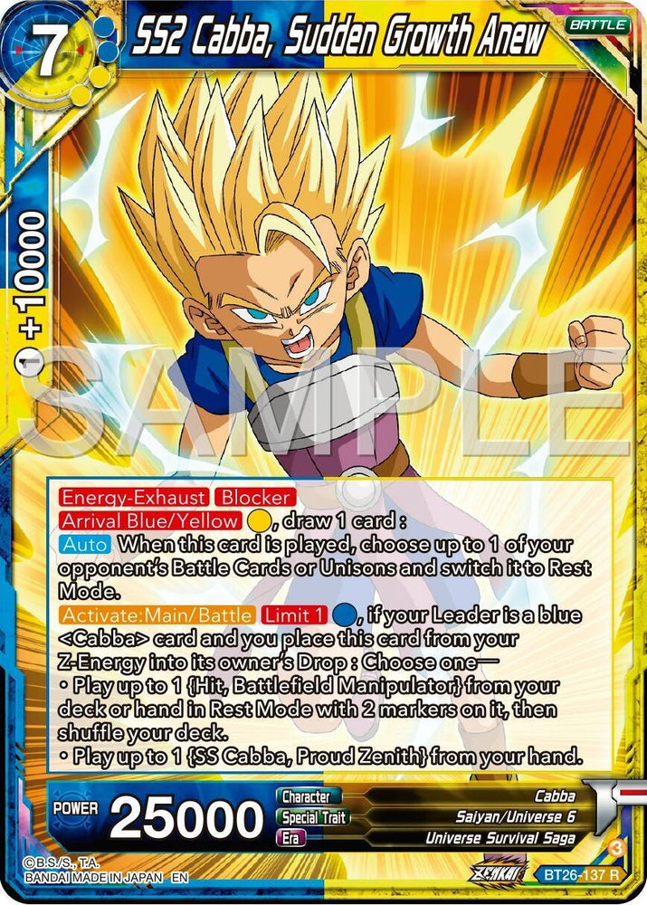 SS2 Cabba, Sudden Growth Anew (BT26-137) [Ultimate Advent] (ONLINE ORDER ONLY)