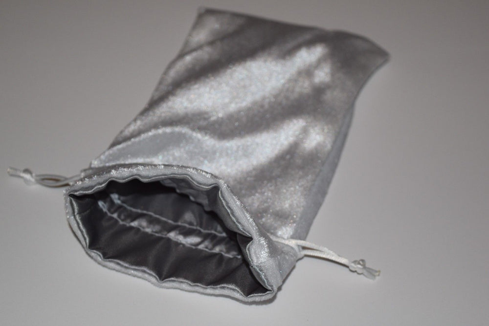 Large White Velvet Gift Bag Game Dice Bag w/ Grey Velvet Lining Counter Pouch (Online Only)
