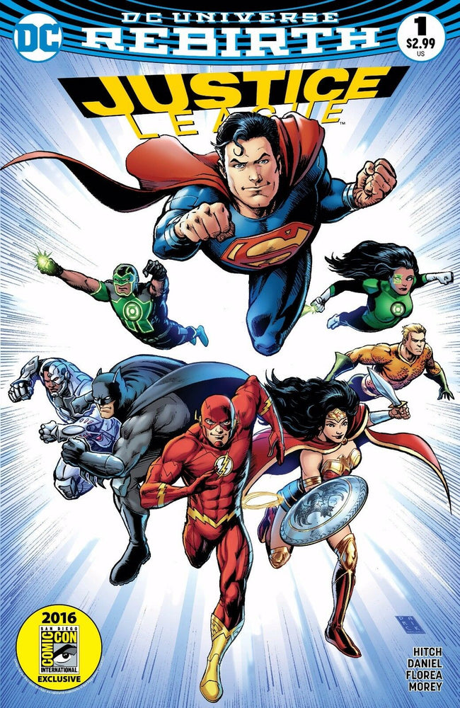 Justice League 1 NM DC Rebirth Darick Robertson Golden Apple SDCC Variant 2016 (ONLINE ORDER ONLY)