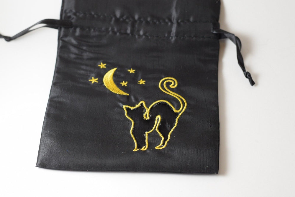 Black Cat Gift Bag Large Game Dice Bag White Counter Pouch Taffeta Scary Night (Online Only)