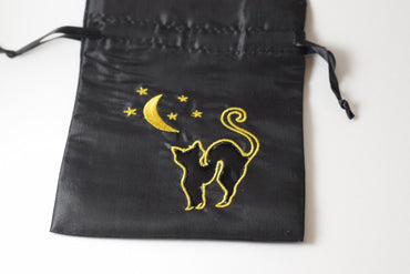 Black Cat Gift Bag Large Game Dice Bag White Counter Pouch Taffeta Scary Night (Online Only)