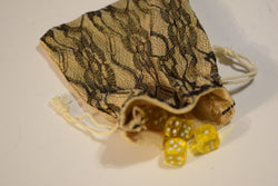 Burlap w/ Black Lace Gift Bag Cards RPG Game Dice Bag Counter Pouch 5" x 6.5" (Online Only)