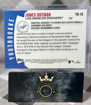 James Outman 2023 Topps Chrome Youthquake Rookie Refractor #YQ-76 Dodgers RC SP (ONLINE ORDER ONLY)