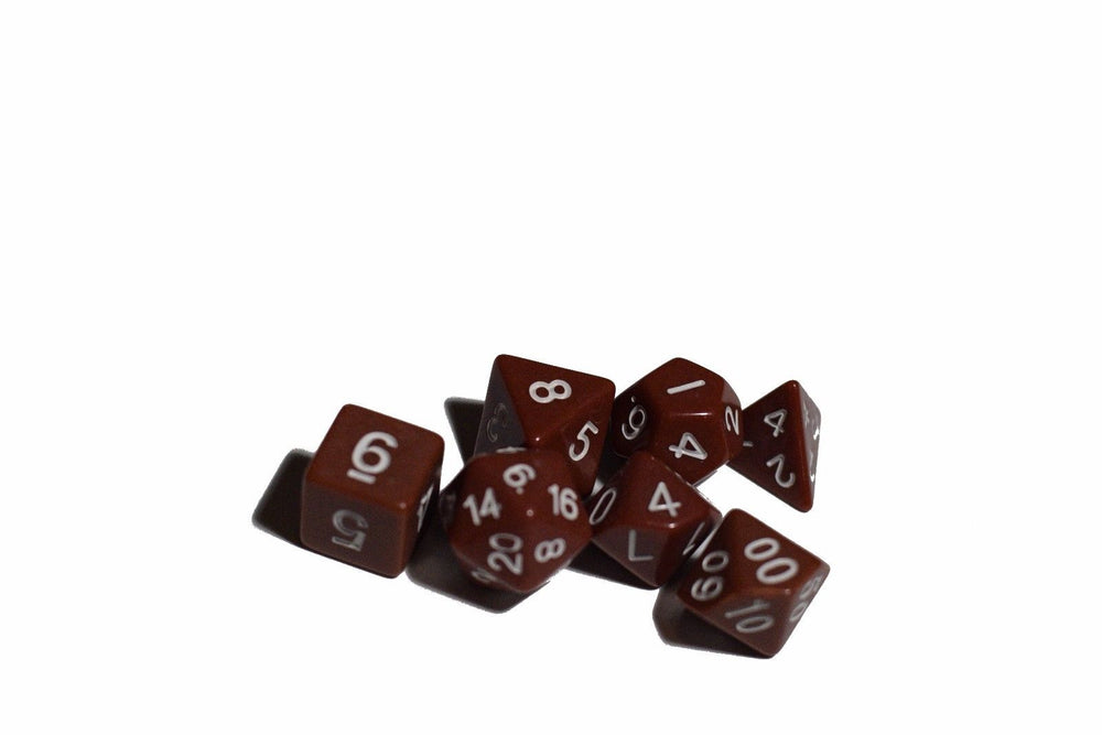 Brown Opaque 7 Die Set Polyhedral Dice by BrycesDice RPG Magic D&D Unique (Online Only)