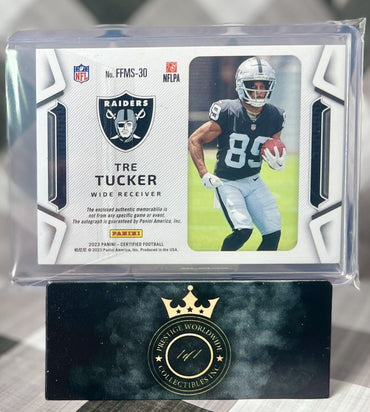 Tre Tucker 2023 Certified Freshman Fabric Pink RPA /299 #FFMS-30 Raiders RC Auto (ONLINE ORDER ONLY)