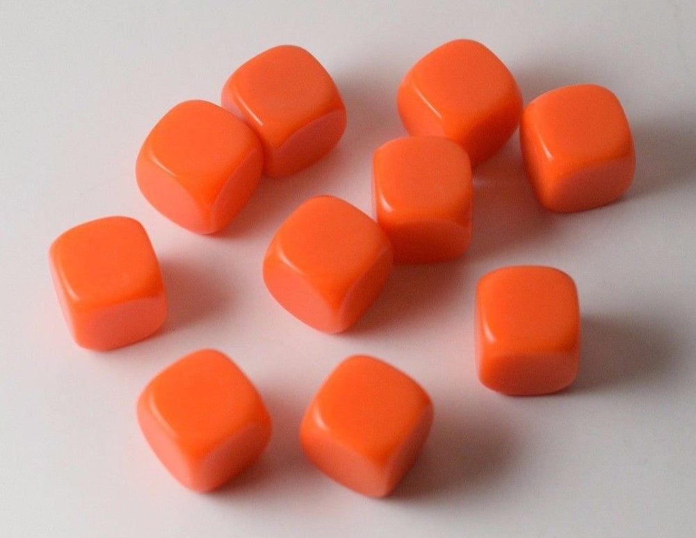 (Sold by Piece) Blank Orange Dice / Counting Cubes 16mm D6 Square RPG Gaming Dice DIY (Online Only)
