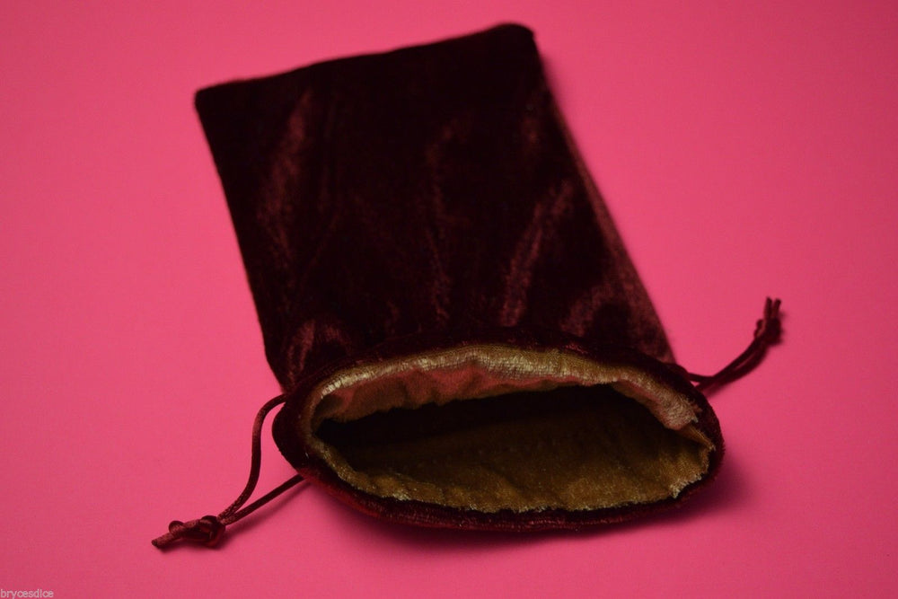 Large Maroon Velvet Gift Bag Game Dice Bag w/ GOLD Velvet Lining Counter Pouch (Online Only)