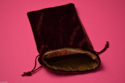 Large Maroon Velvet Gift Bag Game Dice Bag w/ GOLD Velvet Lining Counter Pouch (Online Only)