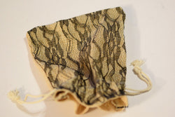 Burlap w/ Black Lace Gift Bag Cards RPG Game Dice Bag Counter Pouch 5" x 6.5" (Online Only)
