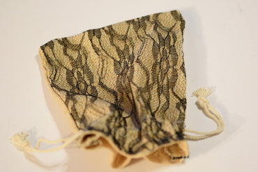 Burlap w/ Black Lace Gift Bag Cards RPG Game Dice Bag Counter Pouch 5" x 6.5" (Online Only)