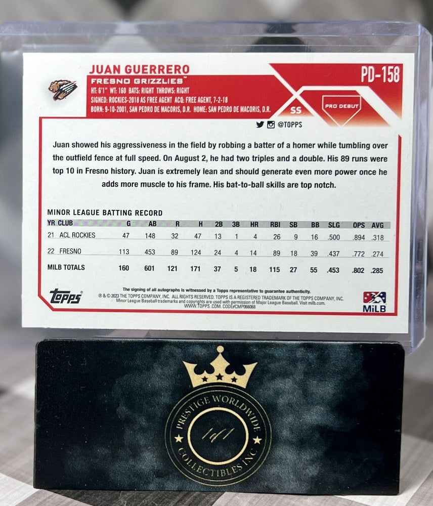 Juan Guerrero 2023 Topps Pro Debut Base Auto #PD-158 Houston Astros Top Prospect (ONLINE ORDER ONLY)
