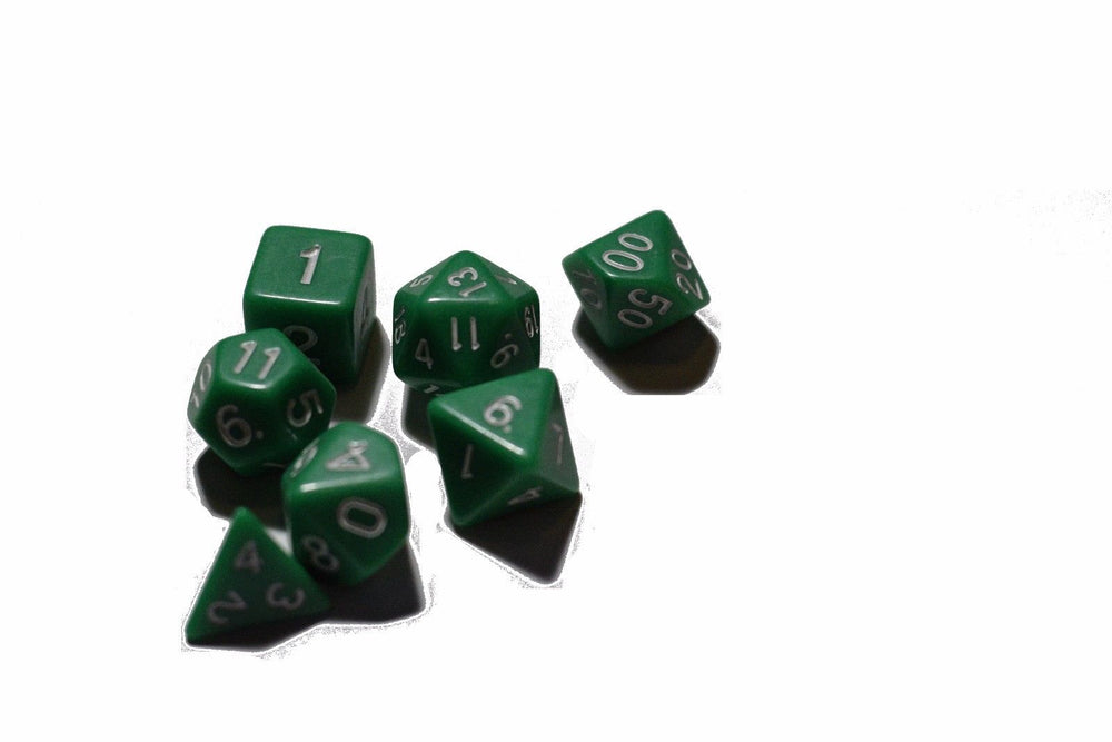 Green Opaque 7 Die Set Polyhedral Dice by BrycesDice RPG Magic D&D Unique Dragon (Online Only)