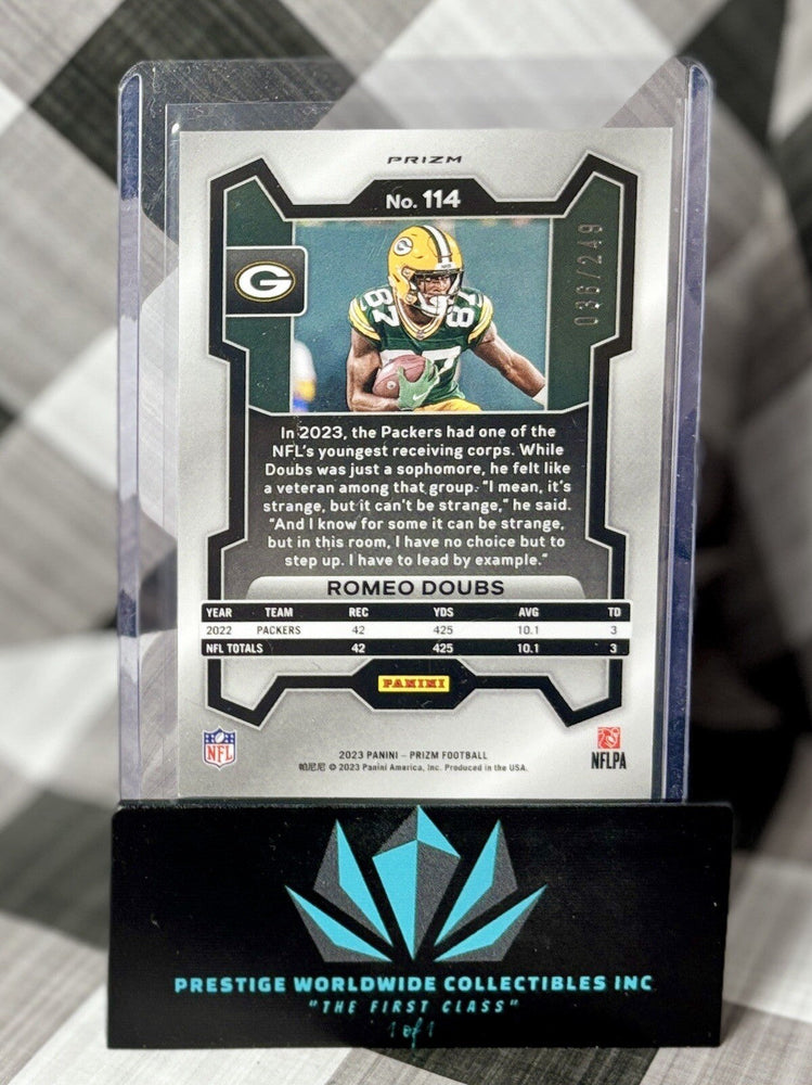 Romeo Doubs 2023 Panini Prizm Orange Prizm /249 #114 Green Bay Packers (ONLINE ORDER ONLY)