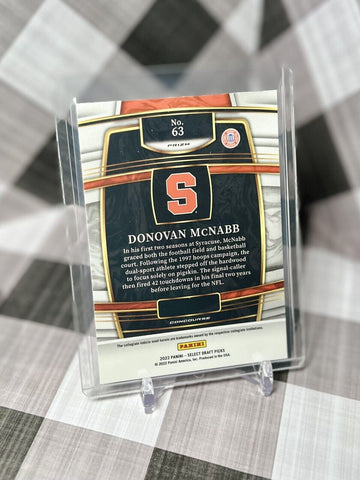 Donovan McNabb 2022 Select Draft Picks White Lazer #63 Eagles & Syracuse HOF QB (ONLINE ORDER ONLY)