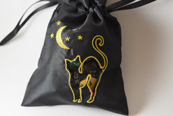 Black Cat Gift Bag Large Game Dice Bag White Counter Pouch Taffeta Scary Night (Online Only)