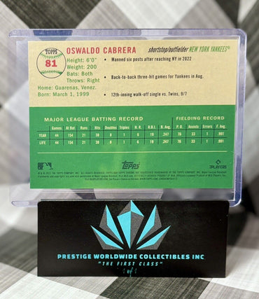 Oswaldo Cabrera 2023 Topps Chrome Platinum Orange Toile Rookie /25 #81 NYY RC (ONLINE ORDER ONLY)