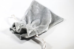 Silver Velvet Gift Dice Bag 4" x 6" Dice Bag | grey Velvet Counter Pouch (Online Only)