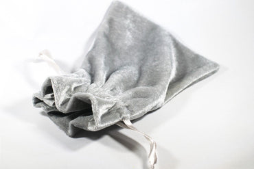 Silver Velvet Gift Dice Bag 4" x 6" Dice Bag | grey Velvet Counter Pouch (Online Only)