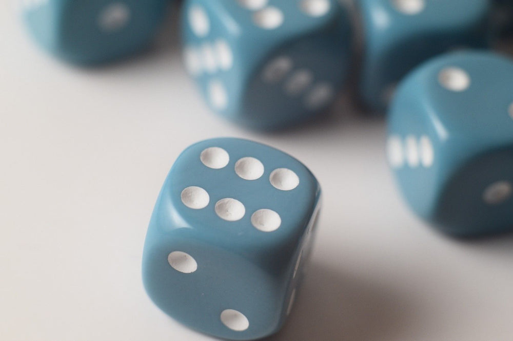 Rare Unreleased 16mm Cyan Blue Dice Set (10) Chessex with White Pips Limited (Online Only)