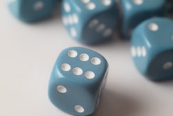 Rare Unreleased 16mm Cyan Blue Dice Set (10) Chessex with White Pips Limited (Online Only)