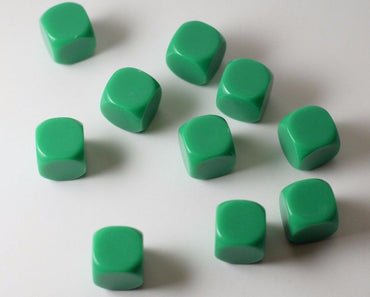 (Sold by Piece) Blank Green Dice / Counting Cubes 16mm D6 Square RPG Gaming Dice DIY (Online Only)