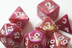 NEW Yellow and Rose Red Swirl Poly Dice Set (7) New RPG DnD w/ White Numbers (Online Only)