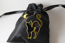 Black Cat Gift Bag Large Game Dice Bag White Counter Pouch Taffeta Scary Night (Online Only)