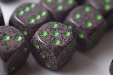 Earth Speckled 16mm D6 Pipped | Sold per Die (Green + Brown Dice) (Online Only)