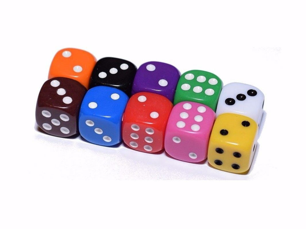 10 Red Orange Yellow Green Blue Red Opaque Dice Set 16mm 6-Sided RPG Magic D&D (Online Only)